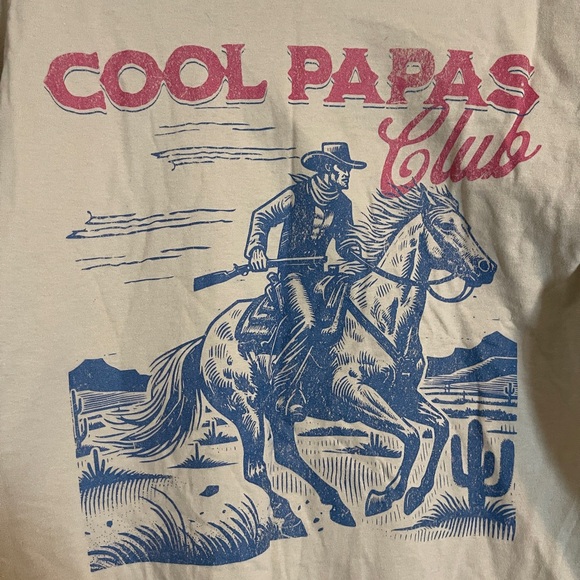 Gildan T-shirt Mens XL Sand Cool Papas Club Cowboy Western Graphic Tee Shirt - Picture 4 of 9
